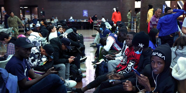 NYC asylum seekers wait at Port Authority