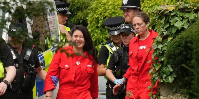 Greenpeace activists led away