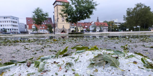 hail from summer storm on ground in Germany