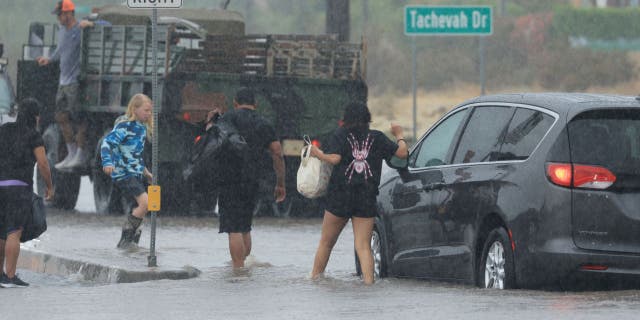 Motorists getting out of flood