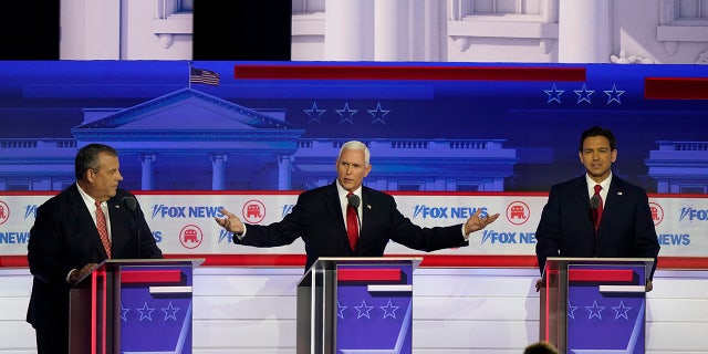Mike Pence on the debate stage