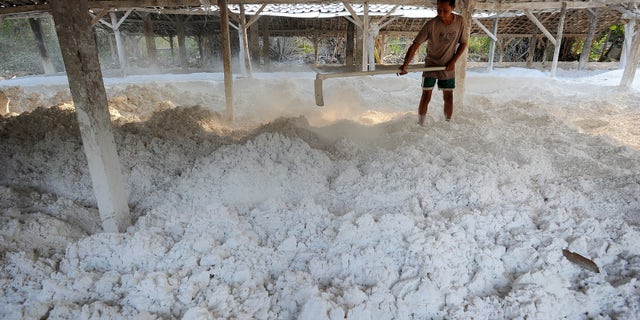 man in a limestone mine