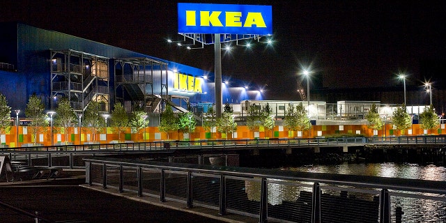 The IKEA store at night
