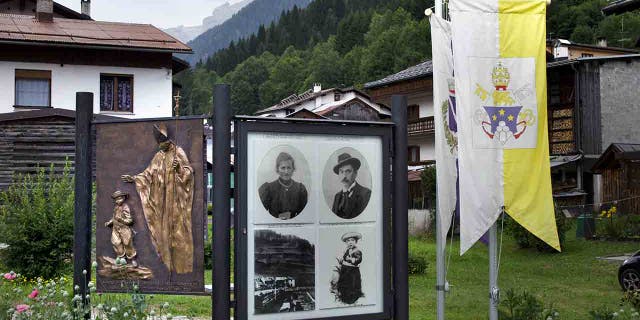 Display honoring Pope John I in his hometown