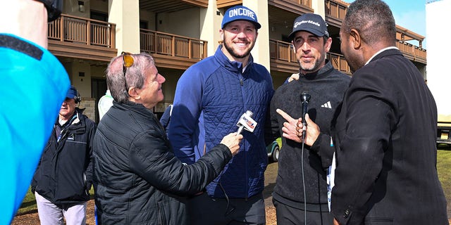 Josh Allen and Aaron Rodgers at a Pro-Am at Pebble Beach