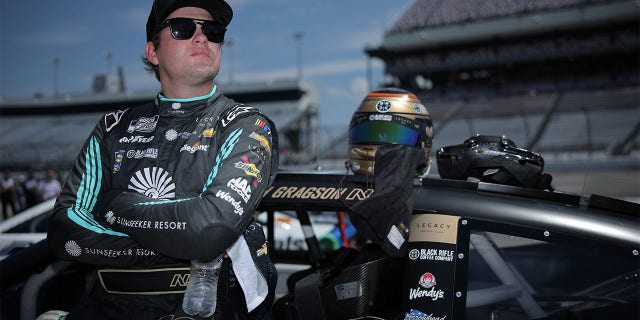 Noah Gragson waits on the grid