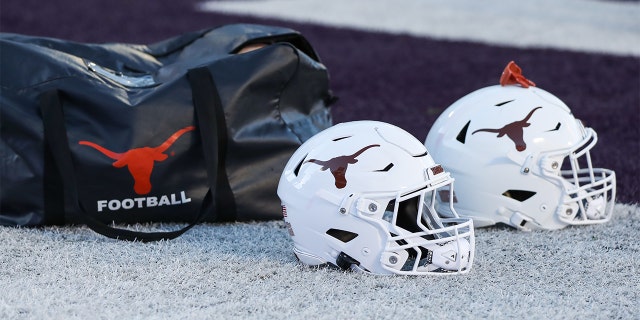 A photo of Texas Longhorn helmets