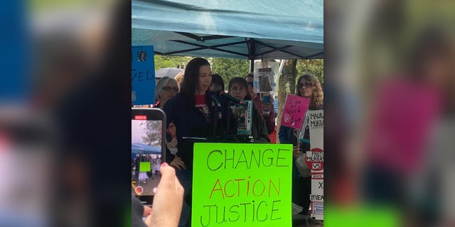 Julie Murray speaks at rally for cold case victims