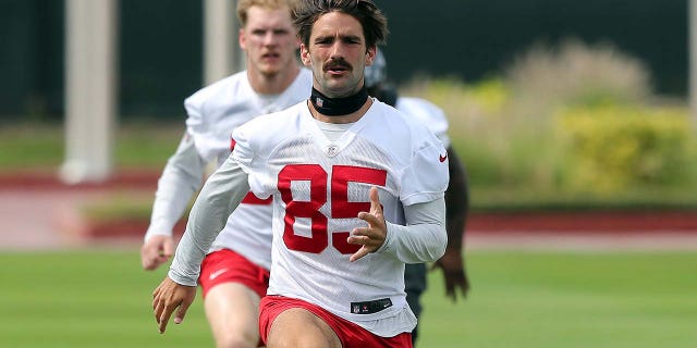 Kade Warner participates in a practice drill