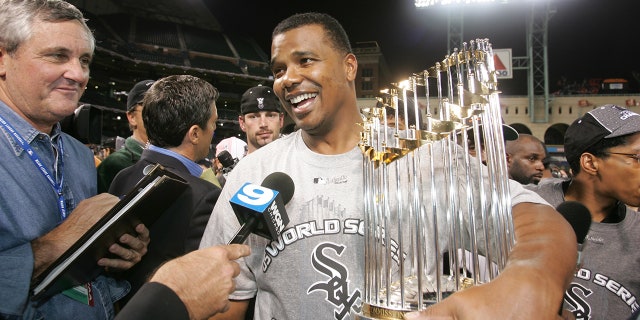 Ken Williams with World Series trophy