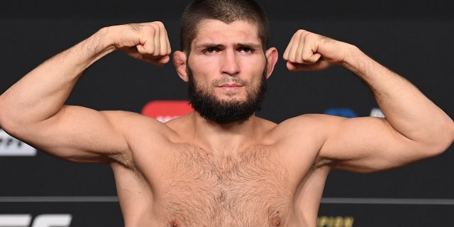 Khabib Nurmagomedov at a weigh in