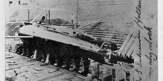 The USS Holland in drydock