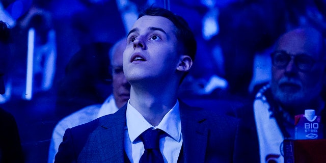 Rodion Amirov introduced during a Maple Leafs game