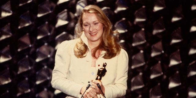 Meryl Streep accepting an Oscar in 1980