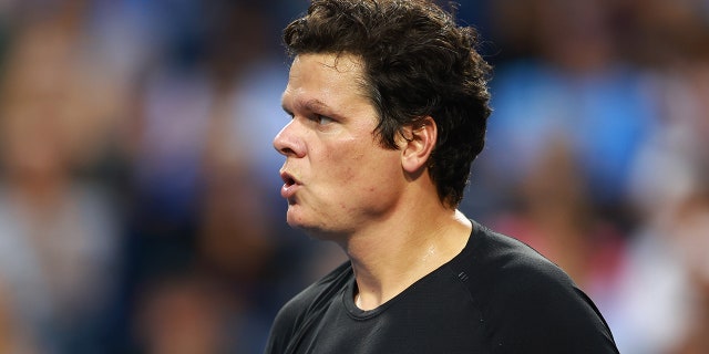 Milos Raonic reacts