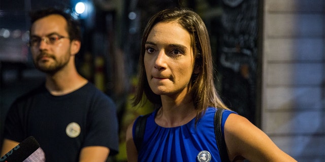 Julia Salazar at a rally.