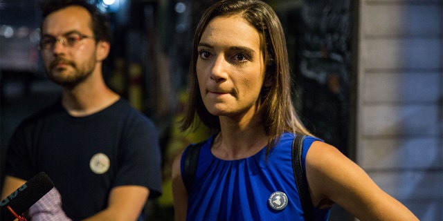 Julia Salazar at a rally.