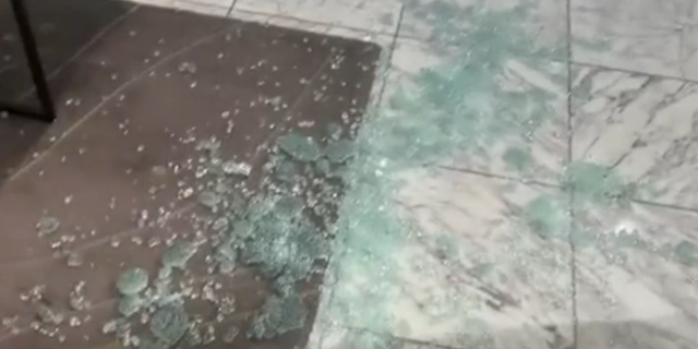 Broken glass in California Nordstrom store