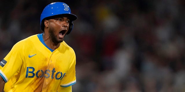 Pablo Reyes celebrates a home run
