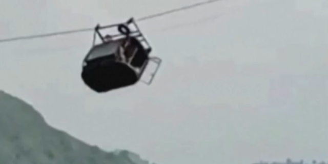 Close up view of gondola stuck in Pakistan