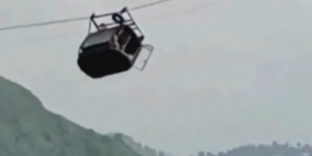 Close up view of gondola stuck in Pakistan