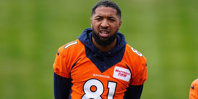 Tim Patrick workouts at the Broncos training facility