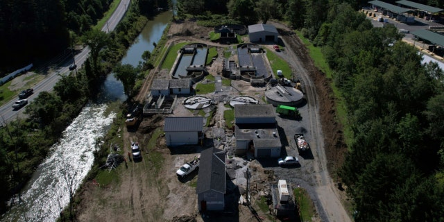 A damaged wastewater treatment plant in Vermont