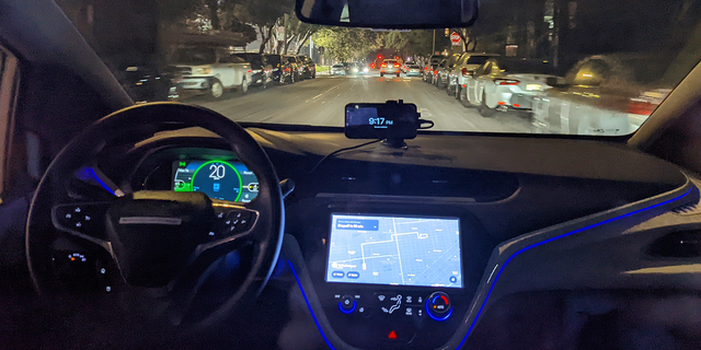 view from inside robocar in San Francisco 