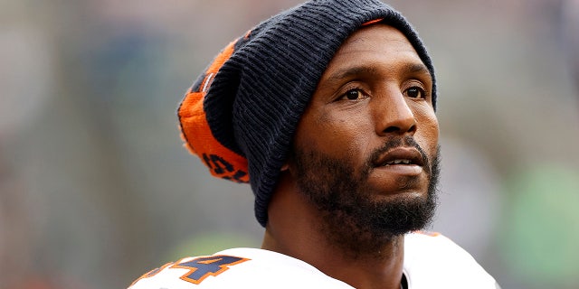 Robert Quinn looks on during a Chicago Bears game