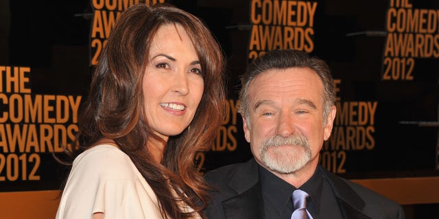 Susan Schneider Williams posing with Robin Williams