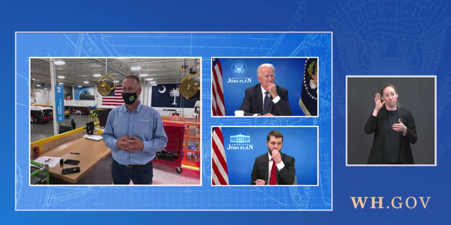 President Biden and former senior White House economic adviser Brian Deese host Proterra at a virtual White House event on April 20, 2021.
