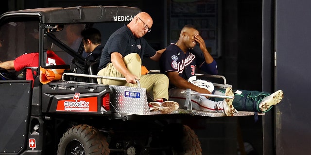 Washington Nationals outfielder Stone Garrett emotional on cart