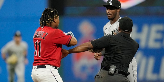 Tim Anderson stares down Jose Ramirez