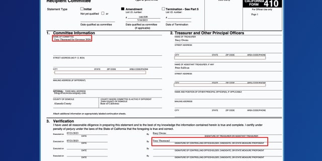 Tony thurmond election documents