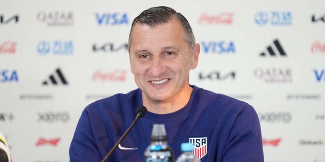 United States head coach Vlatko Andonovski speaks at a press conference