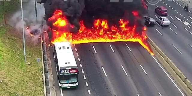 Bus fire in Argentina