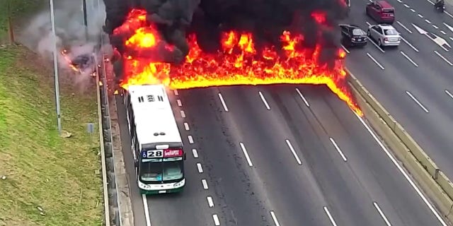 Bus fire in Argentina
