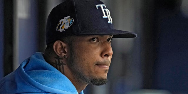 Wander Franco watches from the dugout