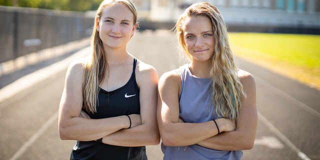 collegiate track athletes Mary Kate Marshall (left) and Madison Kenyon (right).