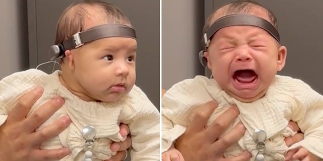 Baby hears father's voice for the first time