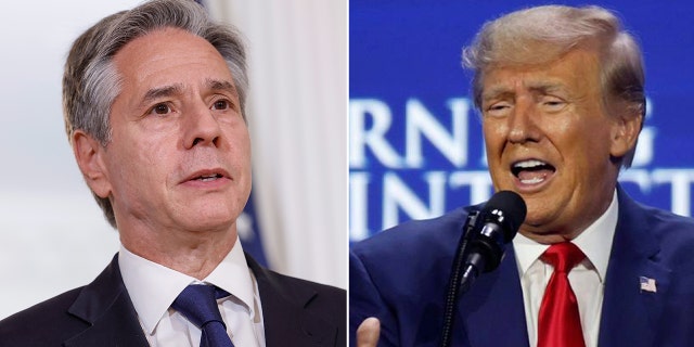 Blinken and Trump split image