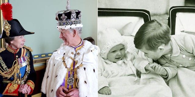 king charles and princess anne at the coronation/ charles and anne as a toddler