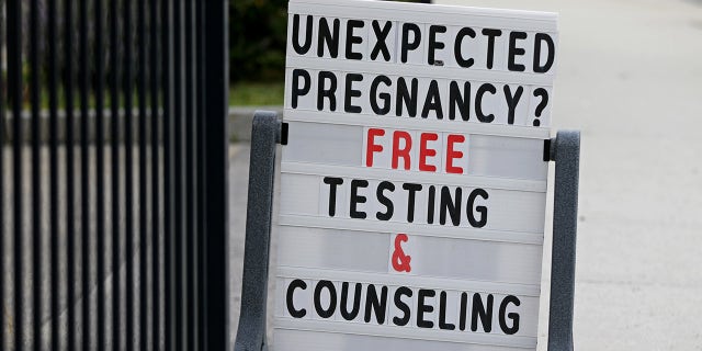 sign outside a crisis pregnancy center