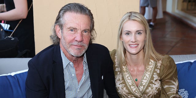 A photo of Dennis Quaid with wife Laura Savoie.