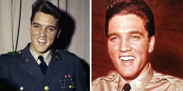 Elvis Presley wears Army uniform in portrait snaps