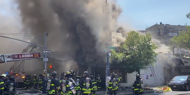NYC Firefighters 5-alarm fire Brooklyn