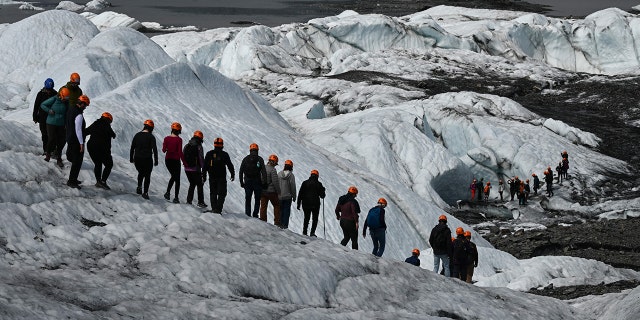 Glacier hikers in Alaska