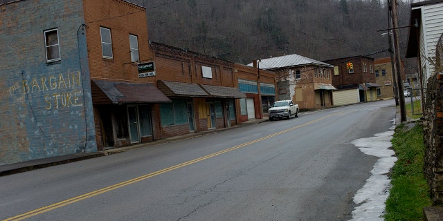 buildings in a poor west virginia townshowing greater appalachia's economic decline