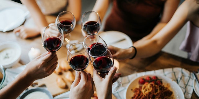 friends cheers wine glasses
