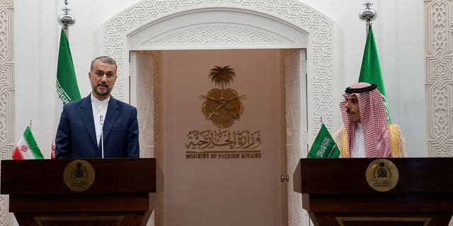 Iranian Foreign Minister Hossein Amirabdollahian and Saudi Arabian counterpart Prince Faisal bin Farhan Al Saud